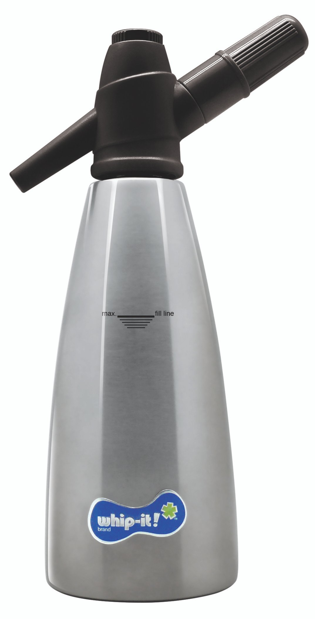 Black-Stainless steel-soda siphon-1Liter-front facing level_r1